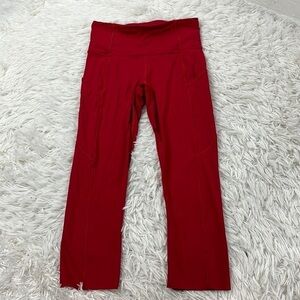 Lululemon Fast and Free Crop II 19" *Non-Reflective Dark Red